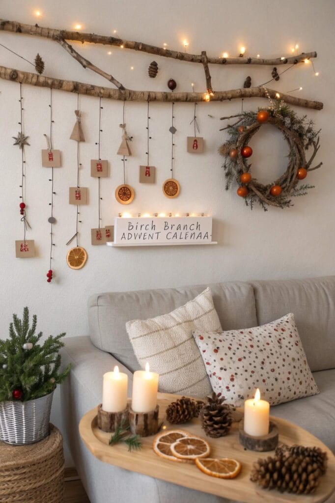 DIY Birch Branch Advent Calendar