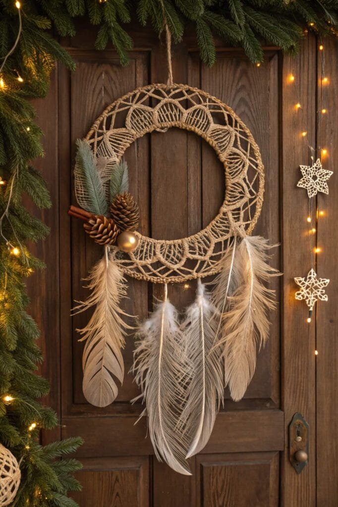 Boho Macrame and Feathers Wreath