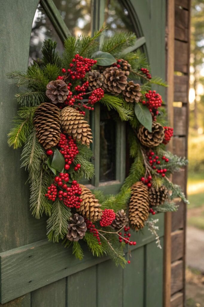 Rustic Pinecone and Berry Wreath