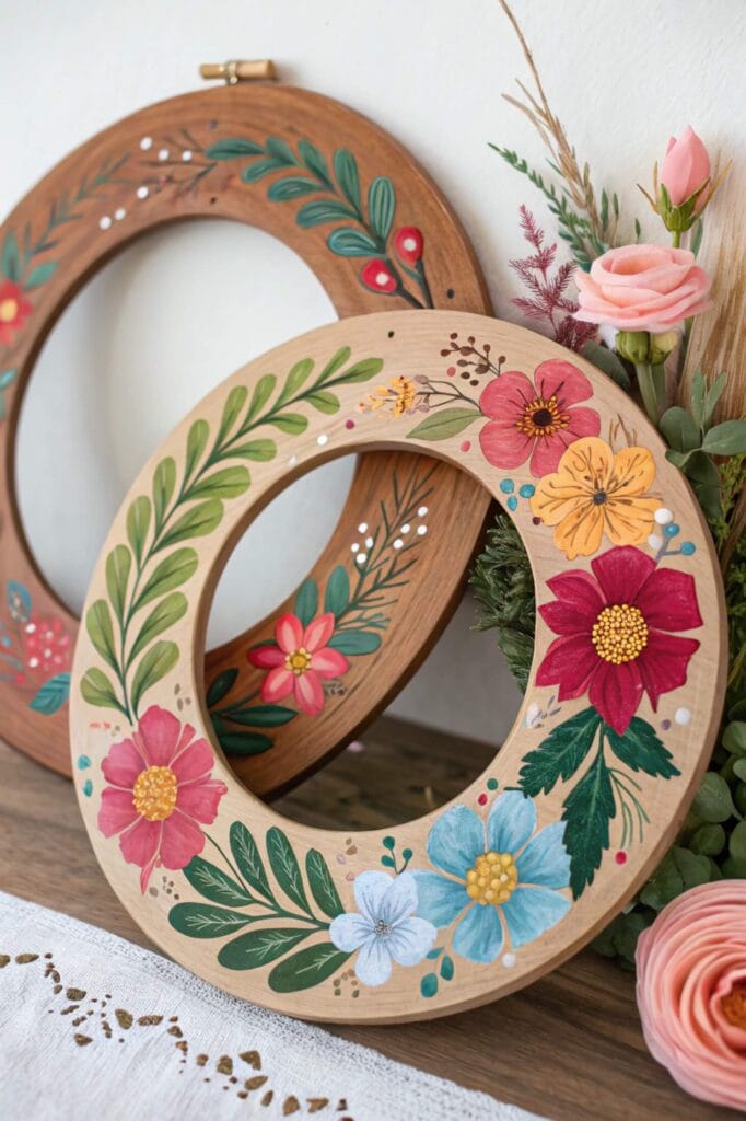 Artsy Painted Wooden Flower Wreath