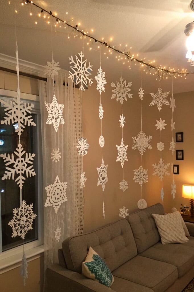 DIY Paper Snowflake Curtain