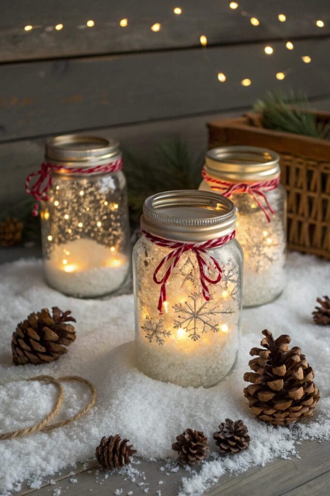 Snowy Mason Jars