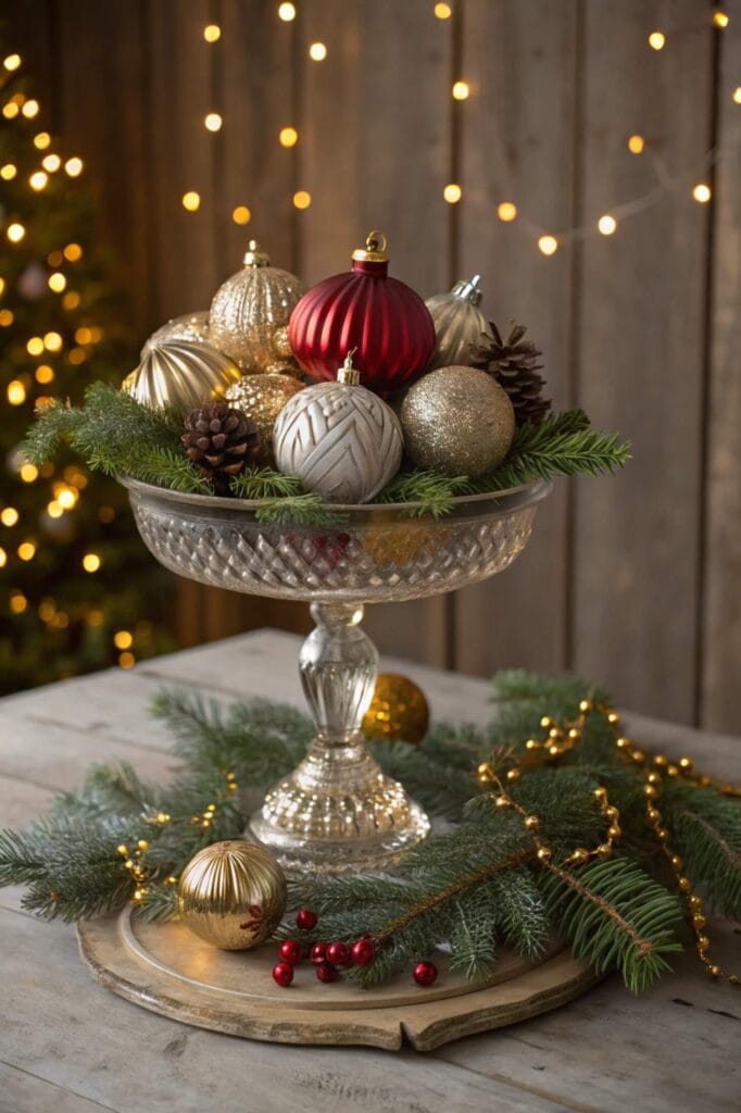 Vintage Glass Ornament Centerpiece