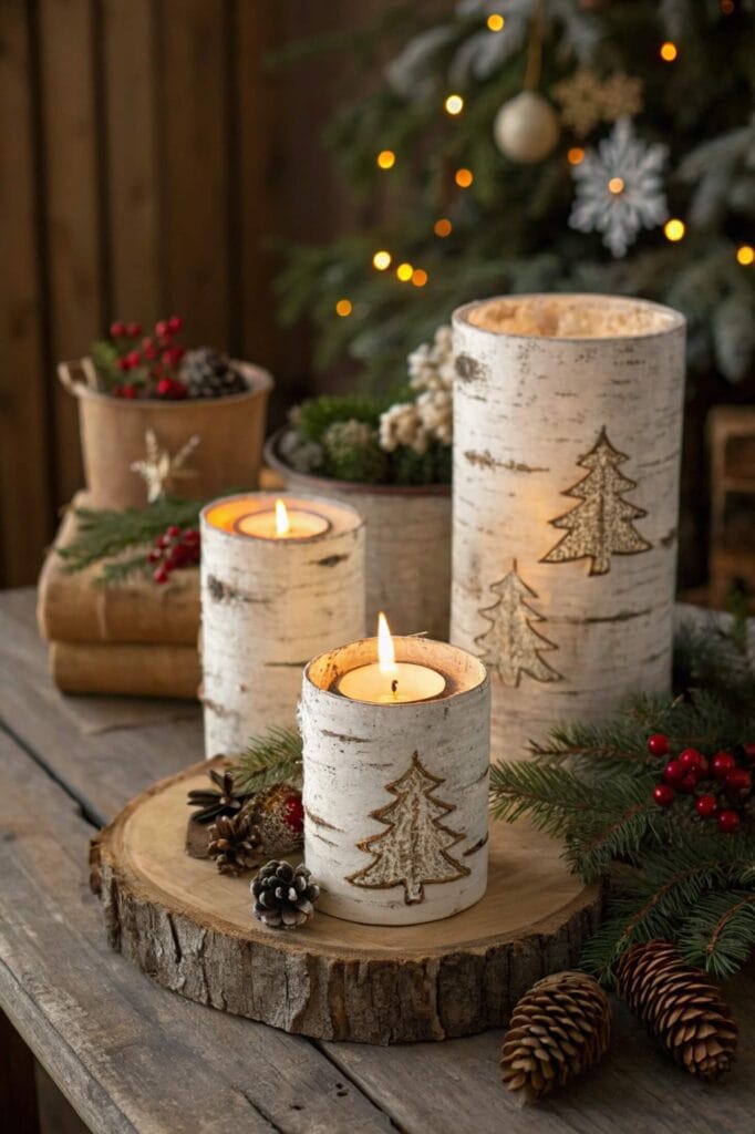 DIY Birch Bark Candle Holders