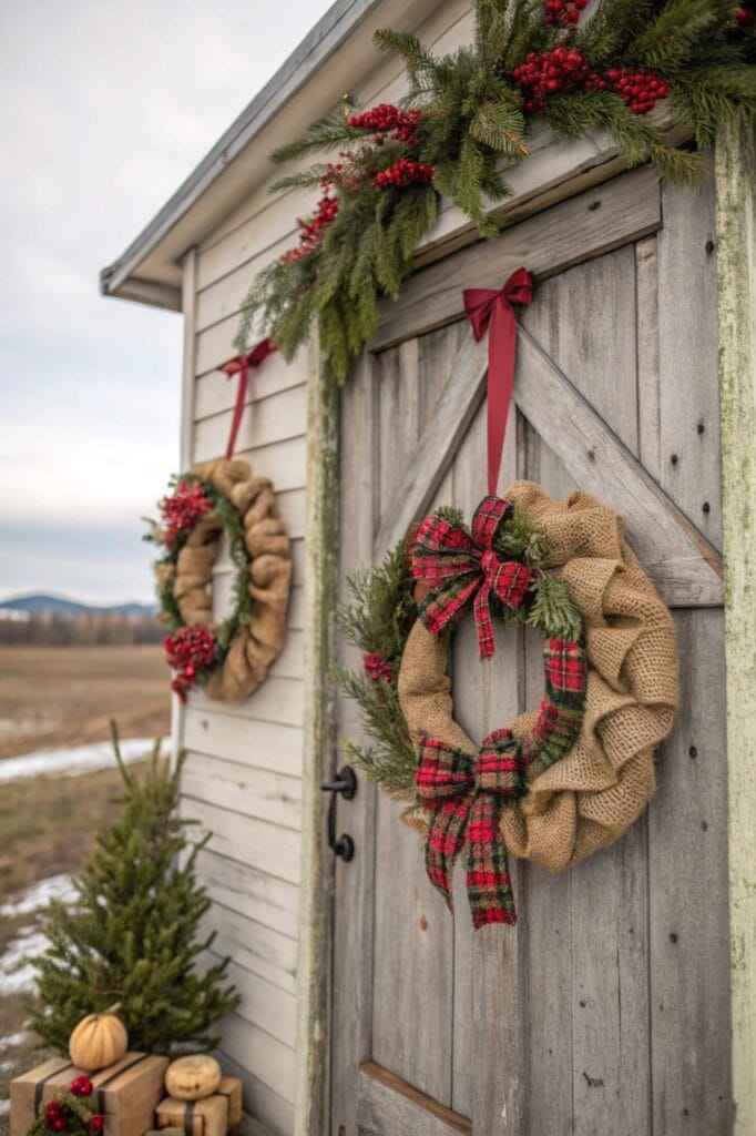 Farmhouse Burlap and Plaid Wreath