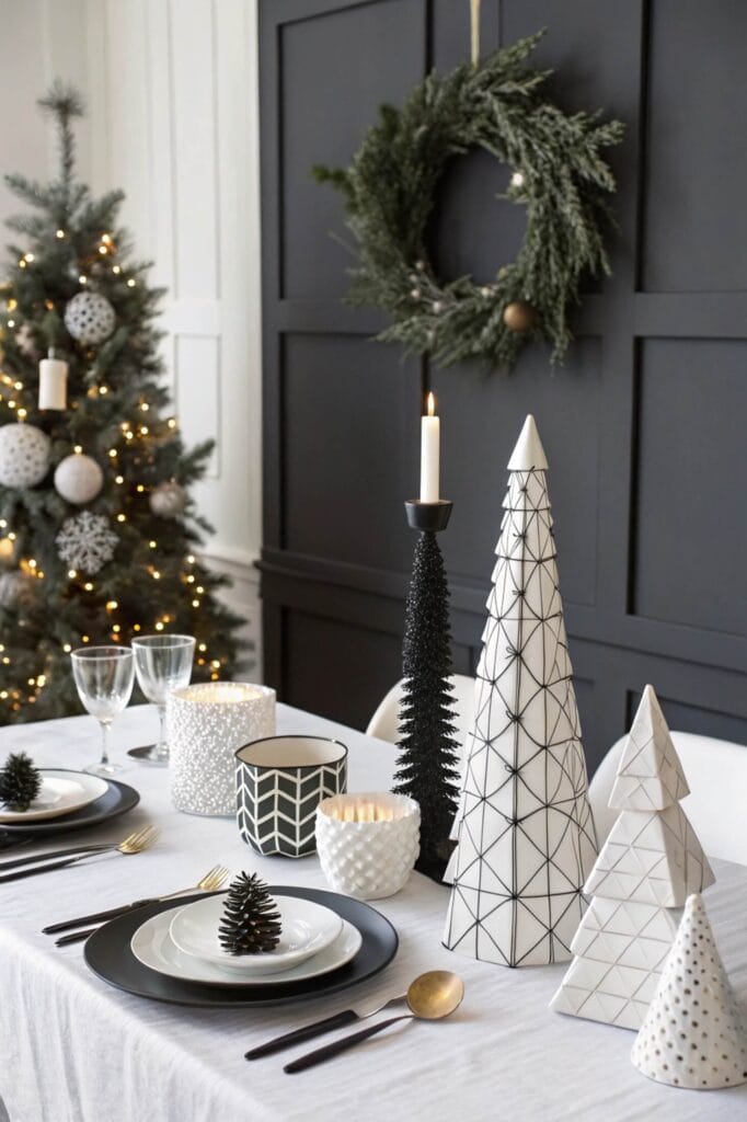 Modern Black and White Table Setting