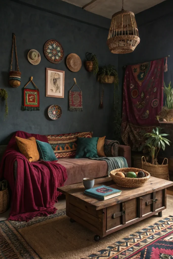 Cozy Dark Boho Living Room Ideas